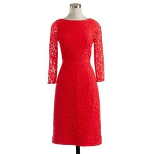 J Crew Natalia Poppy Red Lace Dress